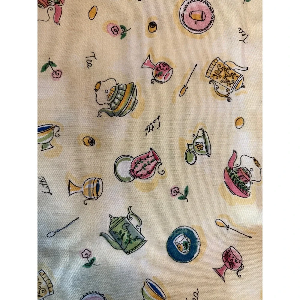 VTG new Waverly Tea Coffee Latte Fabric 1.9 yards‎ Yellow Cotton 45